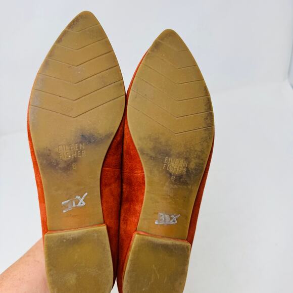 Eileen Fisher Women’s Size 8 Rust Suede Ballet Flats Slip On Shoes - Picture 10 of 13